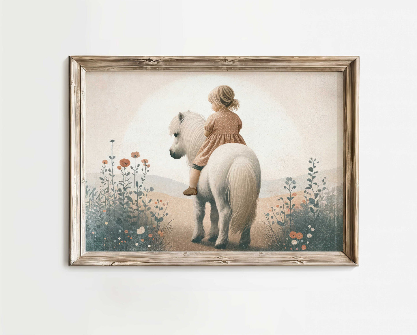 Shetland Pony Print, Horse Nursery Decor, Girl & Horse Art, Girls Room Decor, Horse Riding Wall Art, Pony Painting, PRINTABLE Girl Wall Art