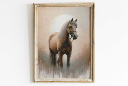 Vintage Horse Painting, Horse Owner Gift, Farmhouse Decor, Equestrian Art, Horse Wall Art, Horse Gifts Women, PRINTABLE Horse Wall Decor