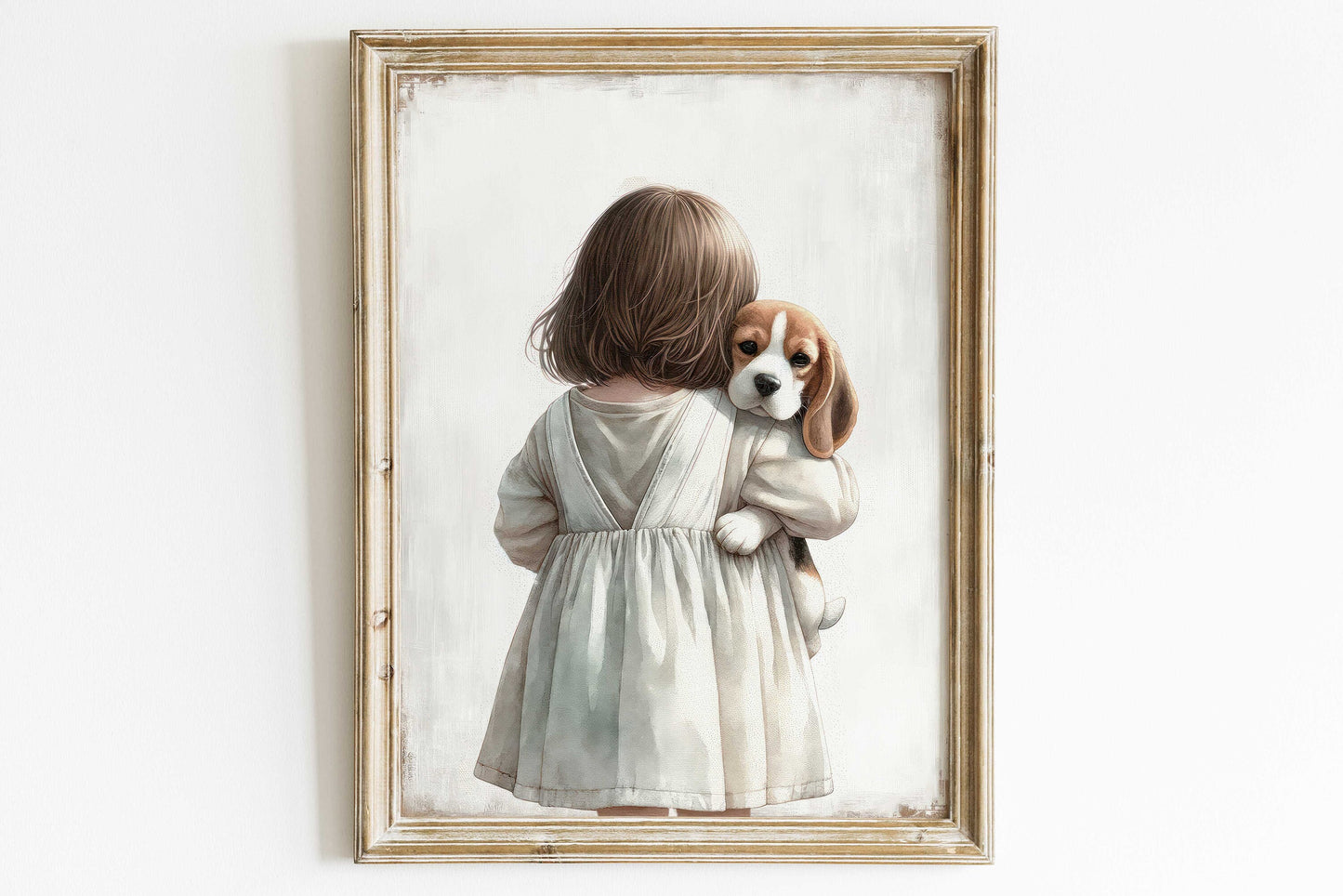 Beagle Nursery Print, Dog Nursery Decor, Beagle Wall Art Print, Girl & Dog Art, Dog Nursery Wall Art, Girls Room Decor, PRINTABLE Dog Art