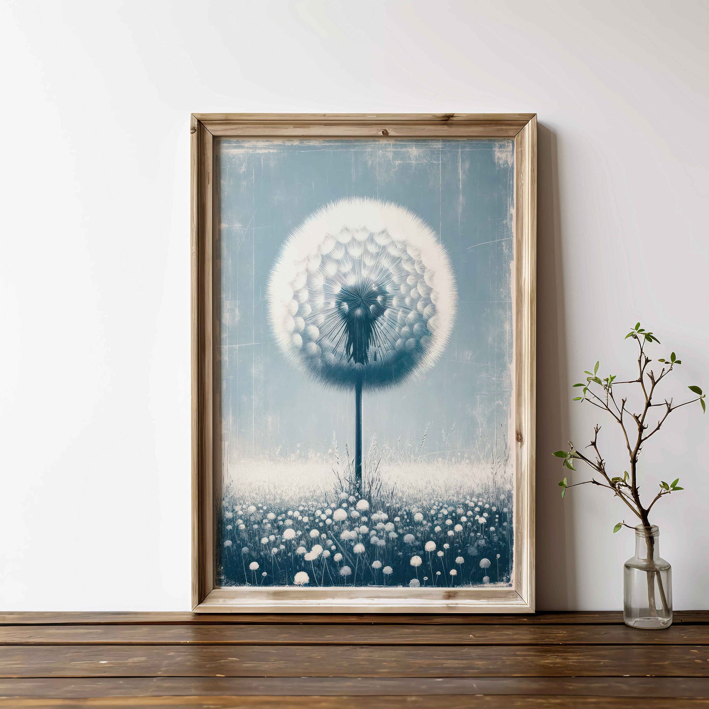 Dandelion Print, Vintage Dandelion Wall Art, Vintage Flower Wall Art, Modern Farmhouse Wall Art, Botanical Print, PRINTABLE Floral Art