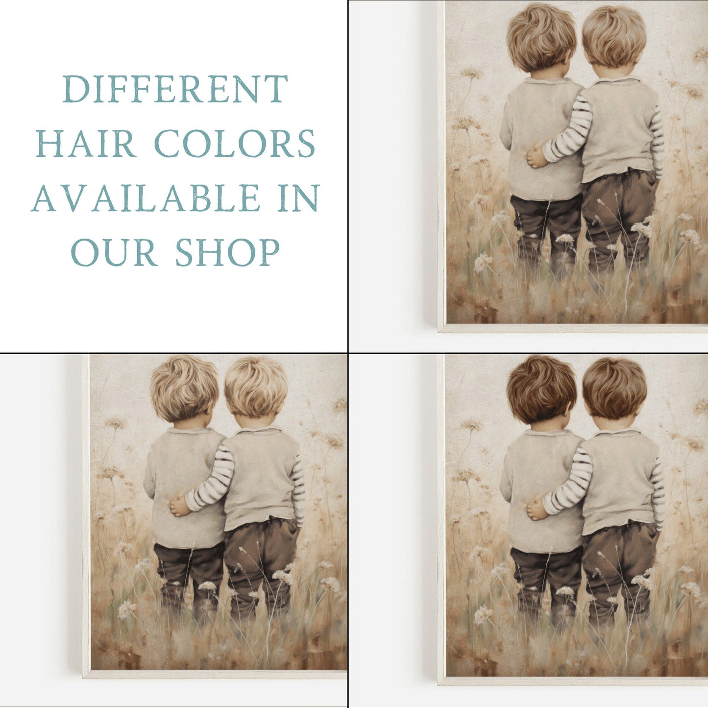 Twin Brothers Wall Art, Brothers Room Print, Brothers Painting, Brothers Bedroom Decor, Rustic Toddler Room Decor Boy, PRINTABLE Twins Art