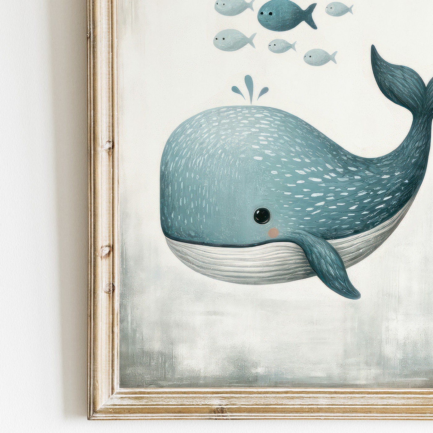 Blue Whale Nursery Print, Whale Nursery Art, Sea Animal Nursery Print, Ocean Theme, Whale & Fish Art, PRINTABLE Wall Art Kids