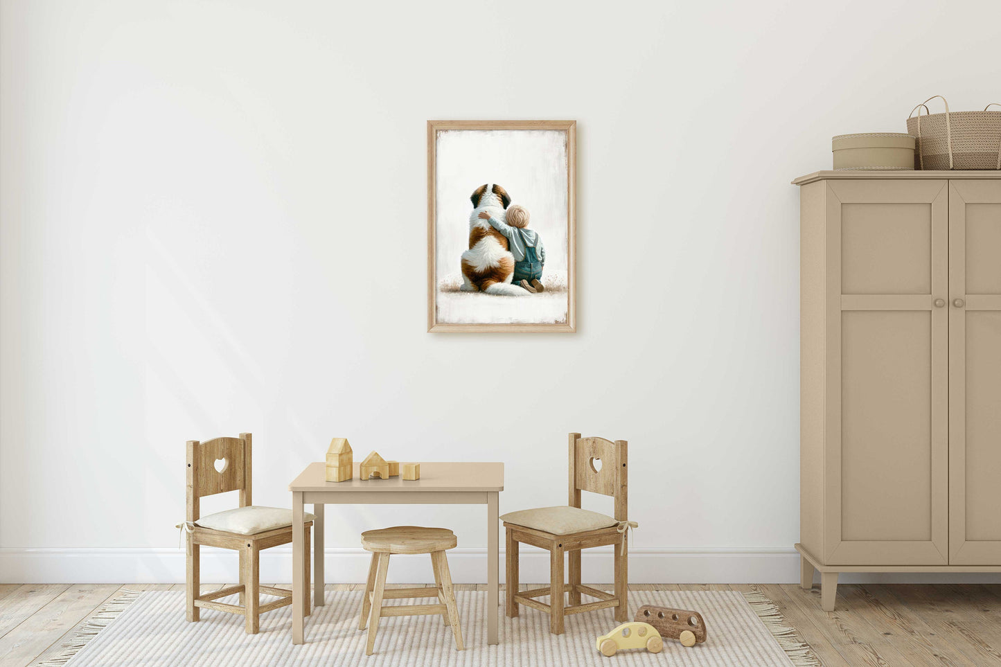 Saint Bernard Nursery Decor, Saint Bernard Dog Print, Boy and Dog Art Print, Dog Nursery Art, Dog Decor for Kids, Printable Kids Wall Art