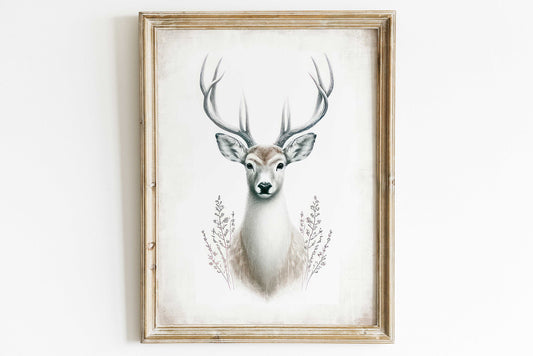 Deer Wall Art, Forest Animal Wall Decor, Hunting Art, Stag Print, Modern Farmhouse Decor, Minimalist Vintage Art, Printable Farmhouse Art