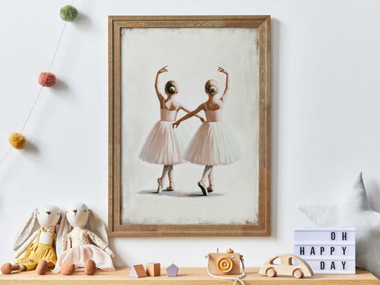 Ballet Nursery Art, Ballerina Nursery Wall Decor, Vintage Girl's Room Ballet Dancer Painting, Two Ballerinas Print, PRINTABLE Girl Wall Art