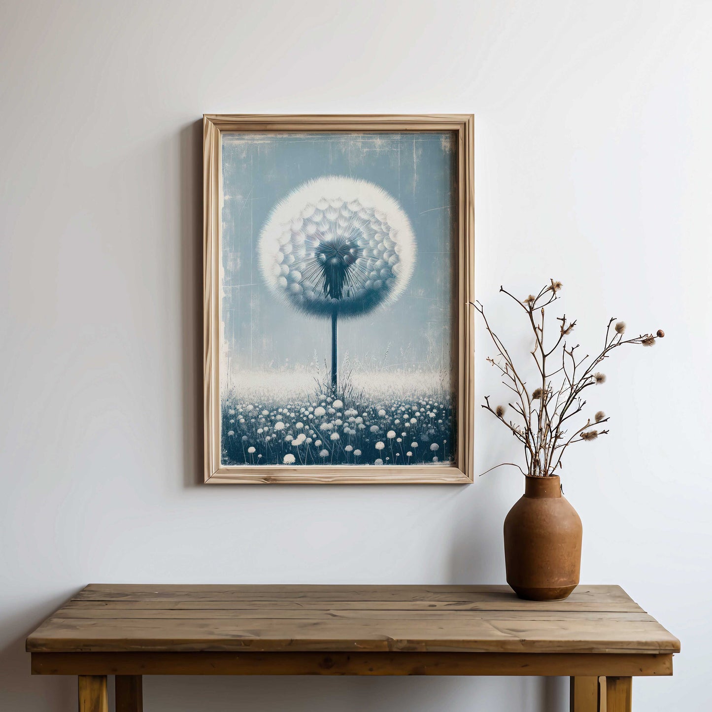 Dandelion Print, Vintage Dandelion Wall Art, Vintage Flower Wall Art, Modern Farmhouse Wall Art, Botanical Print, PRINTABLE Floral Art