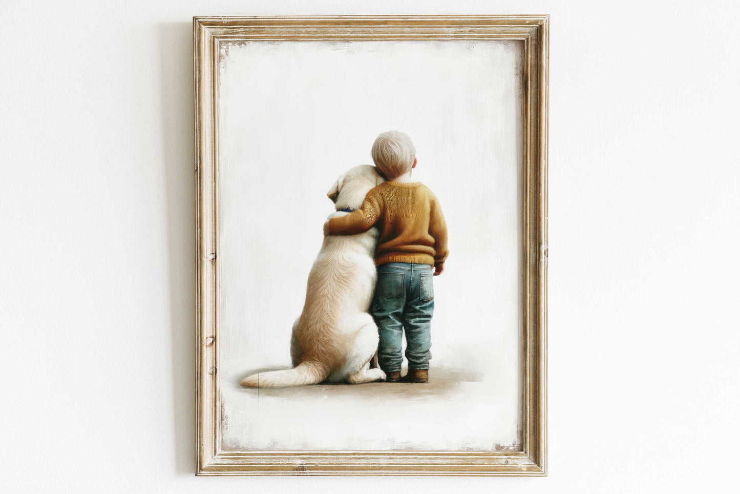 Yellow Labrador Retriever Nursery Decor, Boy and Dog Art Print, Dog Nursery Decor, Toddler Decor Boy, Puppy Nursery Print,Printable Kids Art