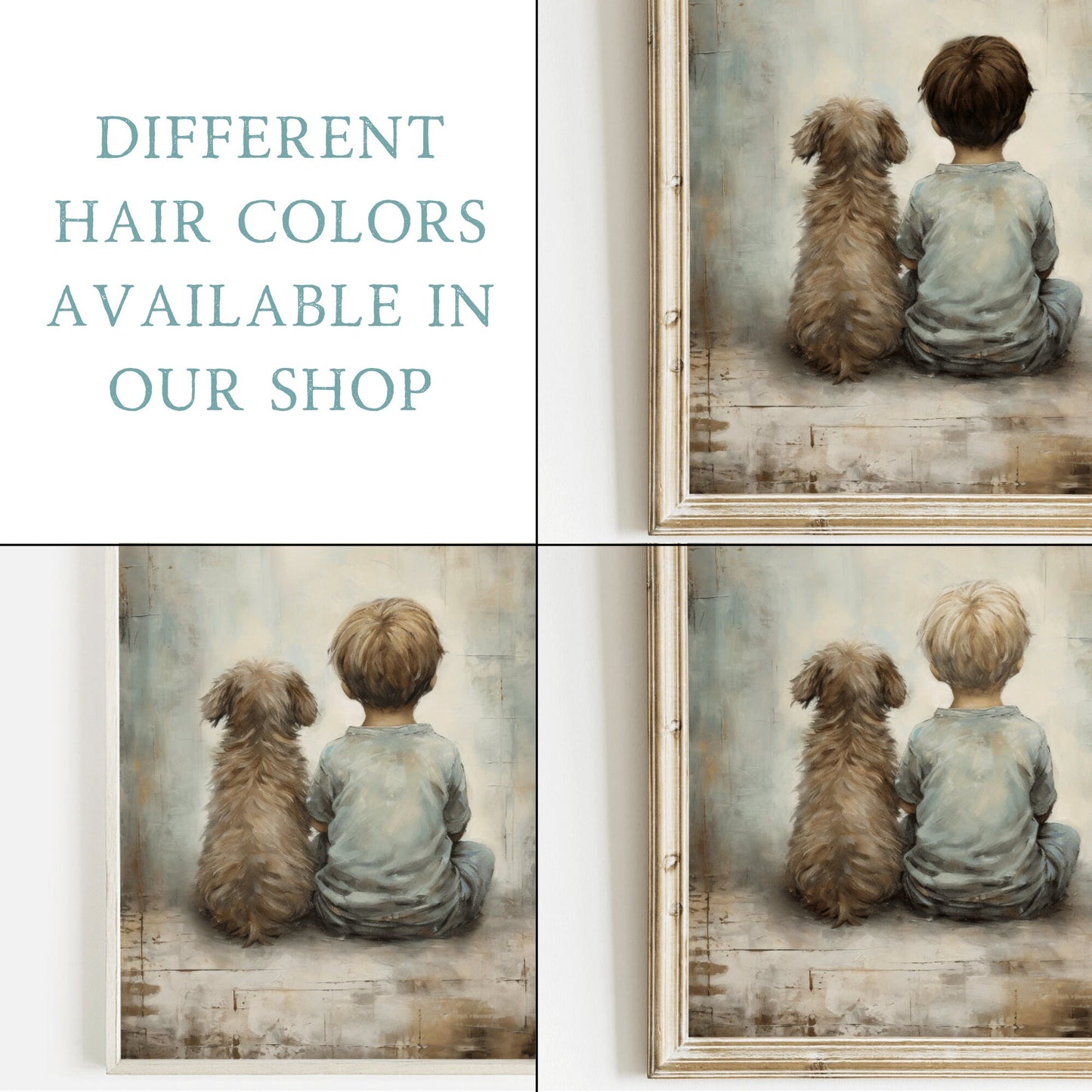 Boy and Dog Art Print, Puppy Nursery Print, Dog Nursery Wall Art, Rustic Nursery, Dog Lover, Boy's Room Dog Decor, Printable Kids Wall Art