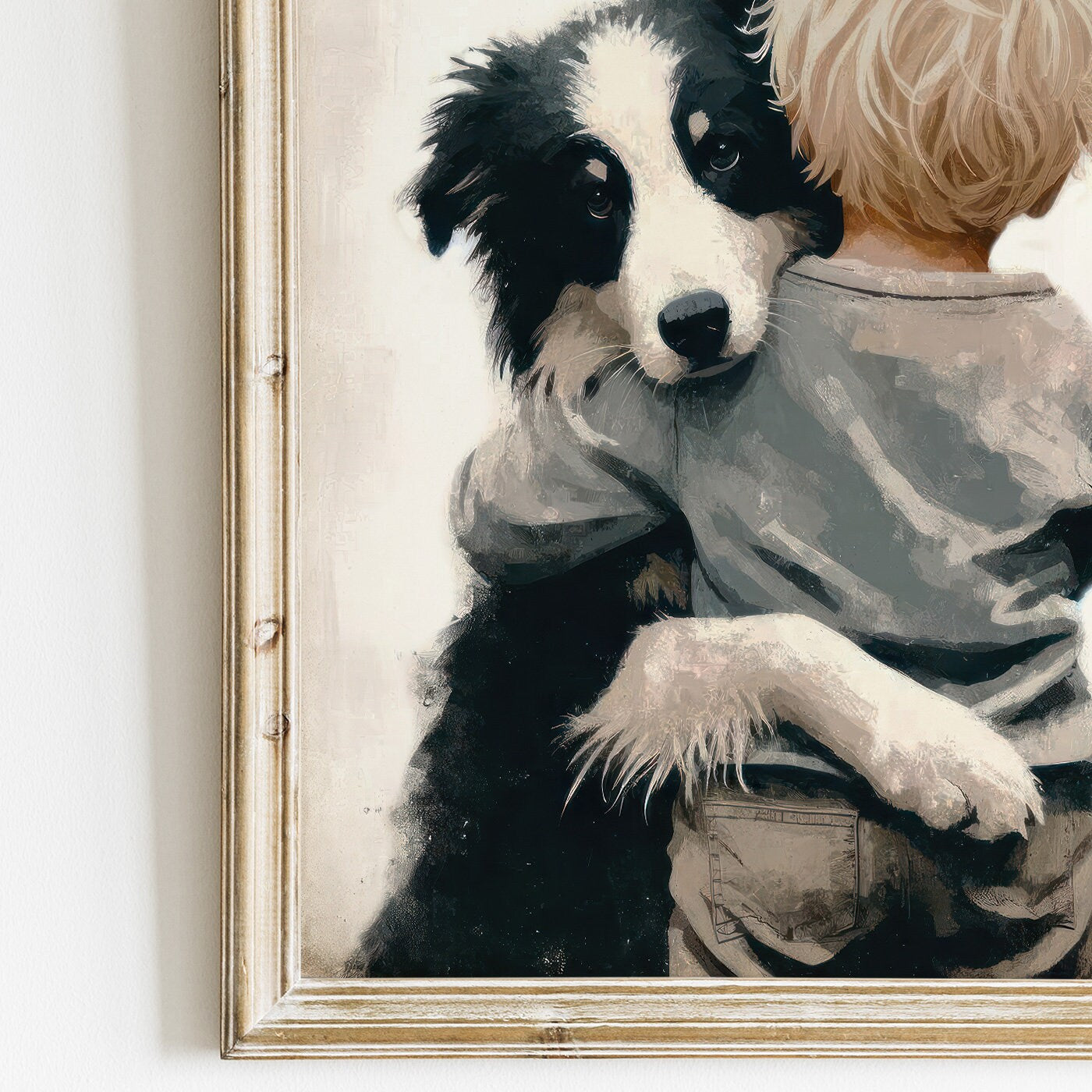 Border Collie Art, Border Collie Nursery Decor, Boy & Dog Art Print, Dog Nursery Art, Puppy Nursery Print, Printable Dog Decor for Kids