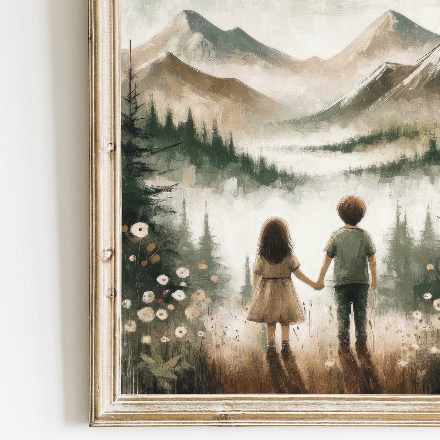 Brother and Sister Wall Art, Shared Sibling Room, Adventure Nuryser Decor, Boy & Girl Painting, Sibling Print, Family Wall Art,Printable Art