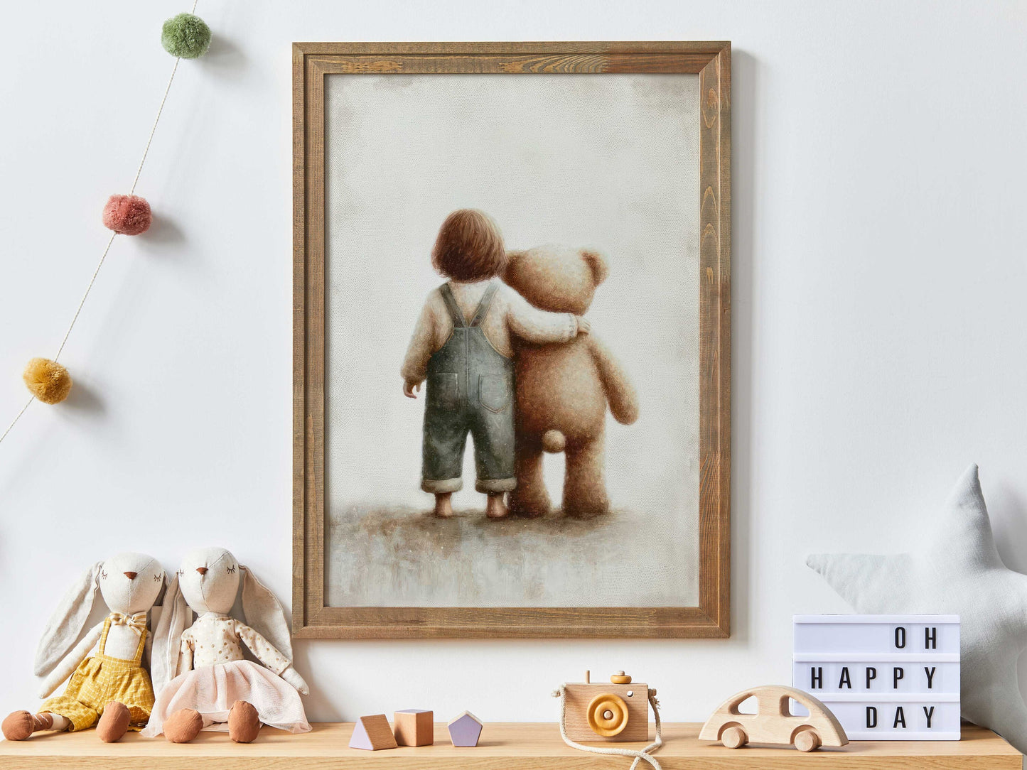 Teddy Bear Nursery Print, Girls Room Decor, Girl and Teddybear, Rustic Nursery Art, Cute Girl's Bedroom Art, PRINTABLE Kids Wall Art