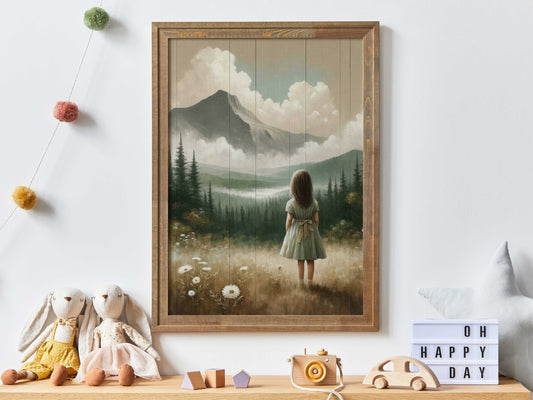 Adventure Nursery Decor Girl, Girl Adventure Print, Mountain Nursery Art, Nature Wall Art Girl, Girls Room Wall Art, Printable Girl Wall Art