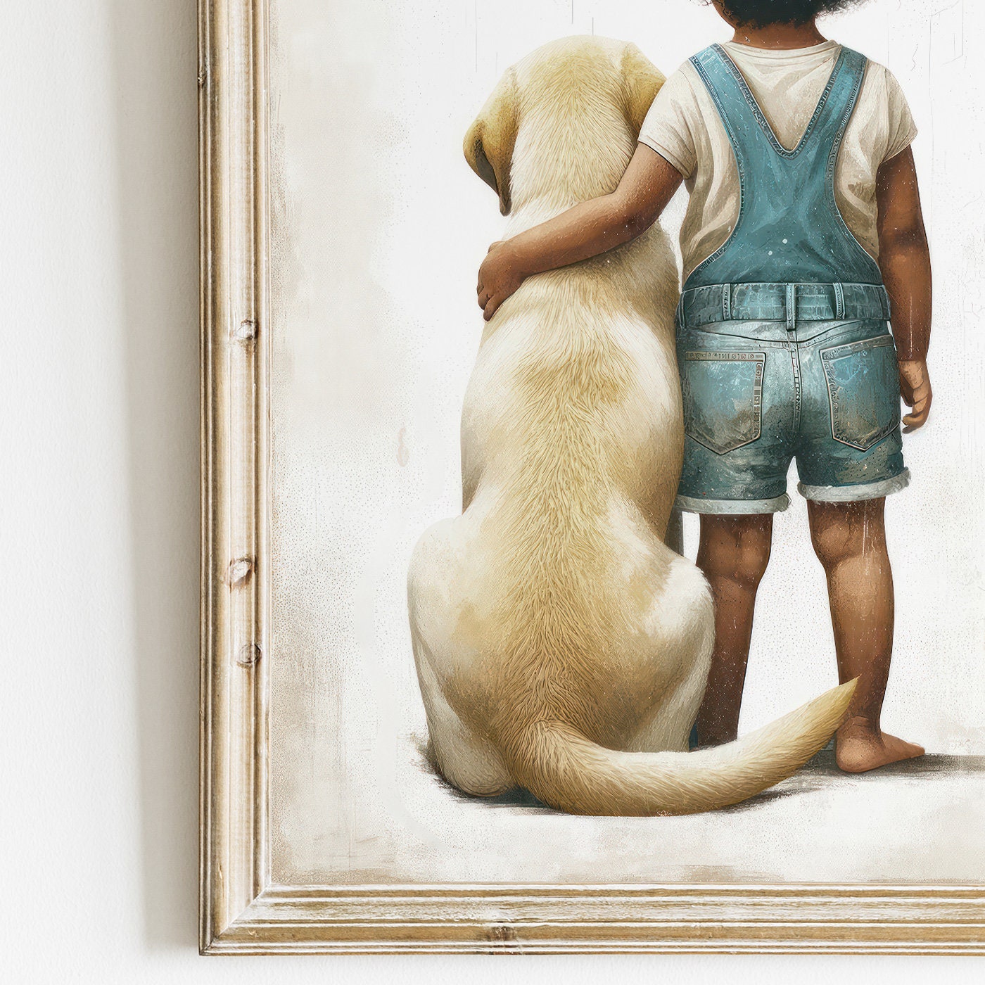 Yellow Labrador Nursery Print, Girl & Dog Art Print, Dog Nursery Decor, Toddler Decor Girl, Black Girl Art, Black Kid,Printable Dog Art Kids