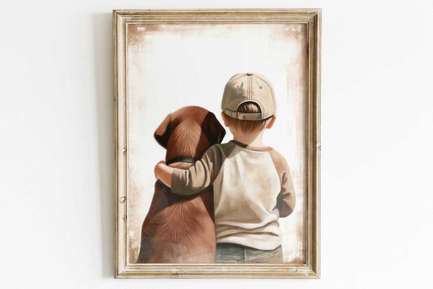 Brown Labrador Retriever Nursery Print, Boy & Dog Art Print, Dog Decor Nursery, Toddler Room Decor, Puppy Nursery Print, Printable Kids Art