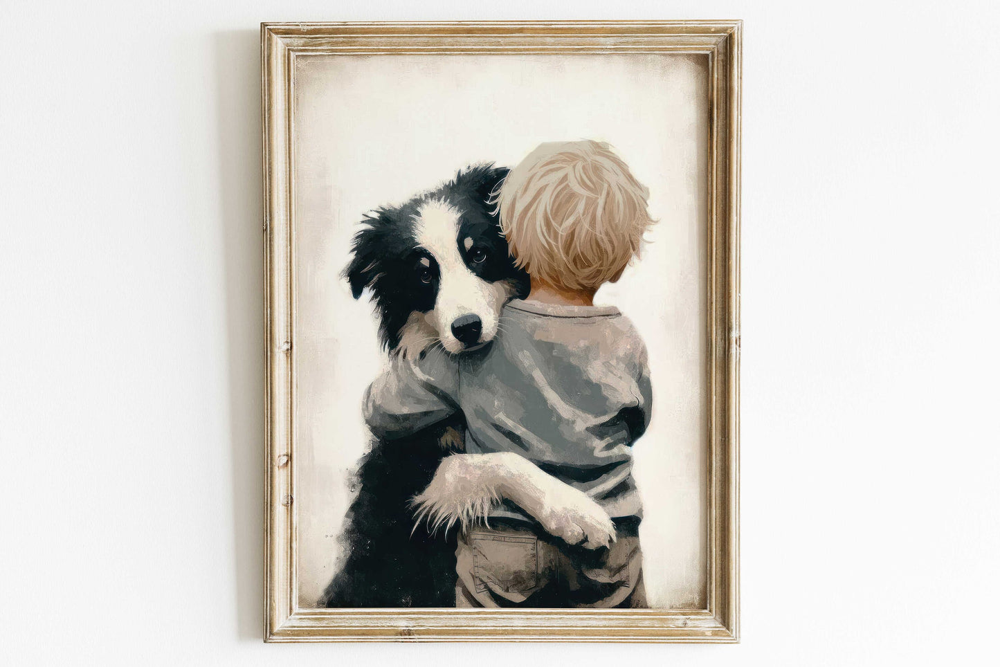 Border Collie Art, Border Collie Nursery Decor, Boy & Dog Art Print, Dog Nursery Art, Puppy Nursery Print, Printable Dog Decor for Kids