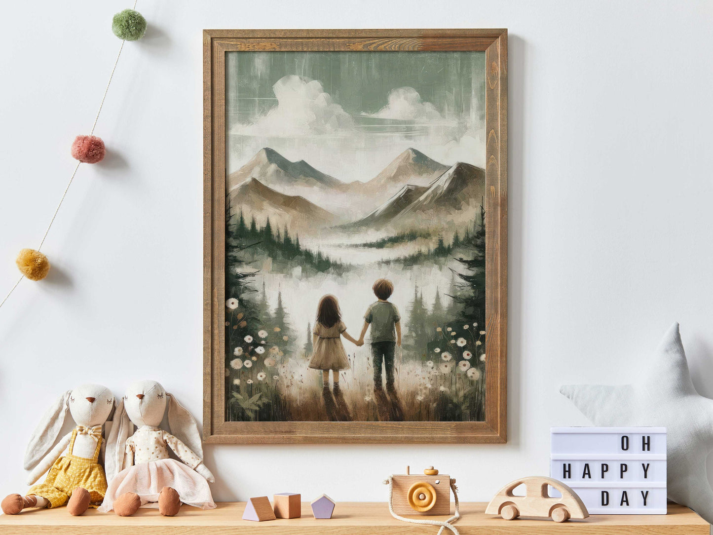 Brother and Sister Wall Art, Shared Sibling Room, Adventure Nuryser Decor, Boy & Girl Painting, Sibling Print, Family Wall Art,Printable Art