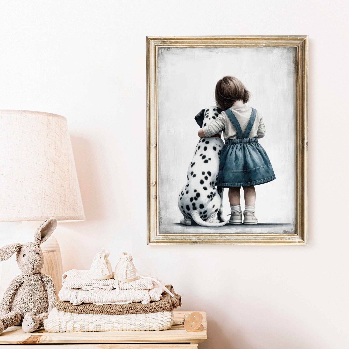 Dog Nursery Decor, Dalmatan Print, Girl & Dog Art, Girls Room Dog Decor, Toddler Room Decor Girl, Dalmation Dog Wall Art, PRINTABLE Dog Art