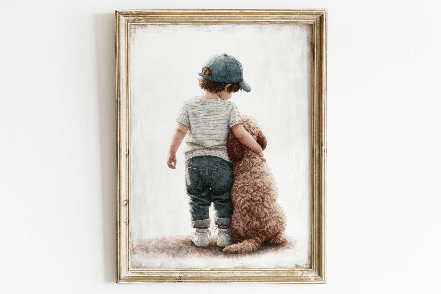 Cockapoo Nursery Print, Boy & Dog Art Print, Cockapoo Painting, Cockapoo Art, Dog Nursery Decor, Toddler Decor Boy, Printable Dog Wall Art