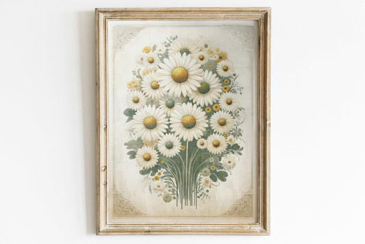 Daisy Flower Print, Daisy Bouquet Painting, Wildflower Wall Art, Floral Kids Room, Flower Wall Decor,Printable Daisy Flower Nursery Wall Art