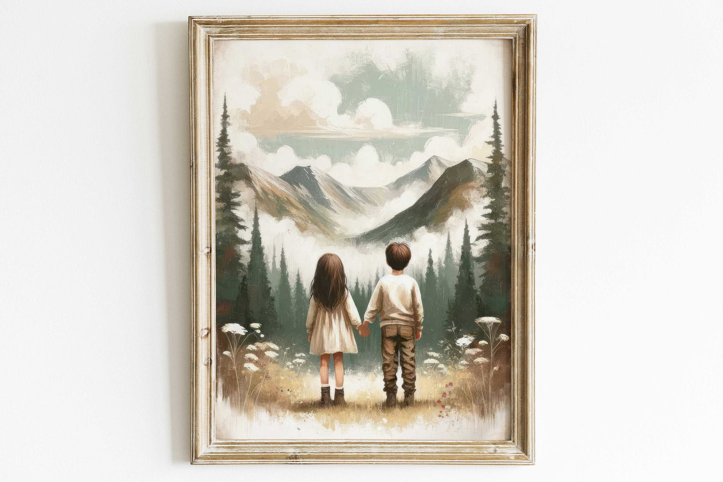 Brother and Sister Room Decor, Siblings Print, Big Brother and Little Sister, Boy & Girl Painting, Siblings Portrait,Printable Kids Wall Art