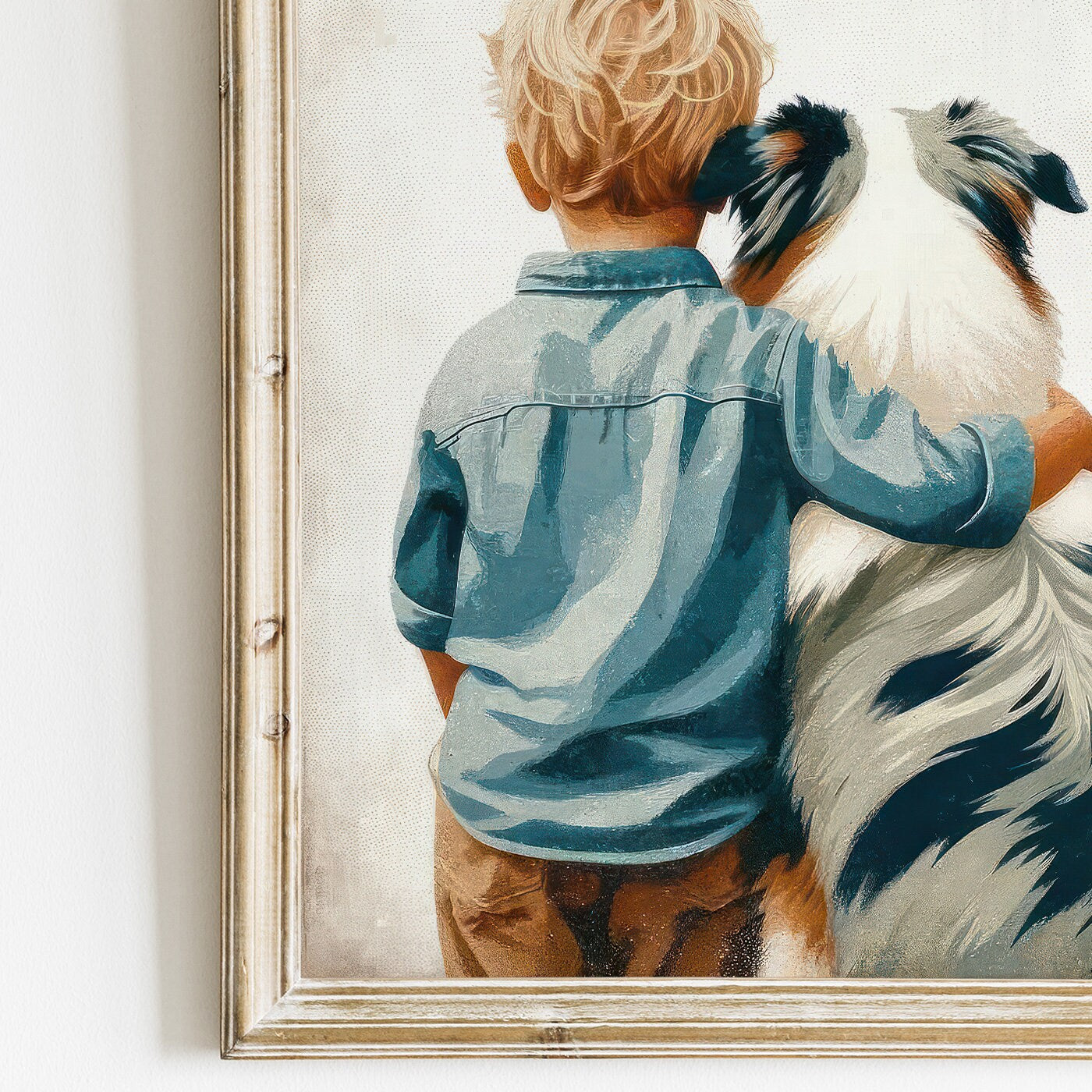 Australian Shepherd Nursery Print, Boy & Dog Art Print, Aussie Print, Dog Nursery Decor, Toddler Decor Boy, Printable Dog Wall Art for Kids