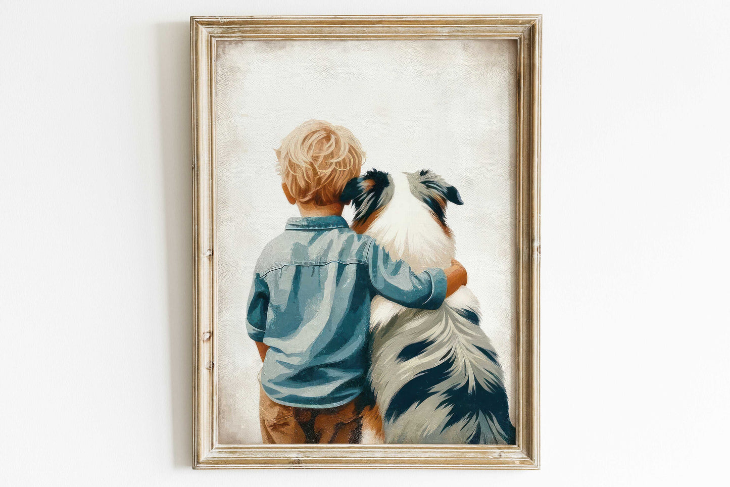 Australian Shepherd Nursery Print, Boy & Dog Art Print, Aussie Print, Dog Nursery Decor, Toddler Decor Boy, Printable Dog Wall Art for Kids