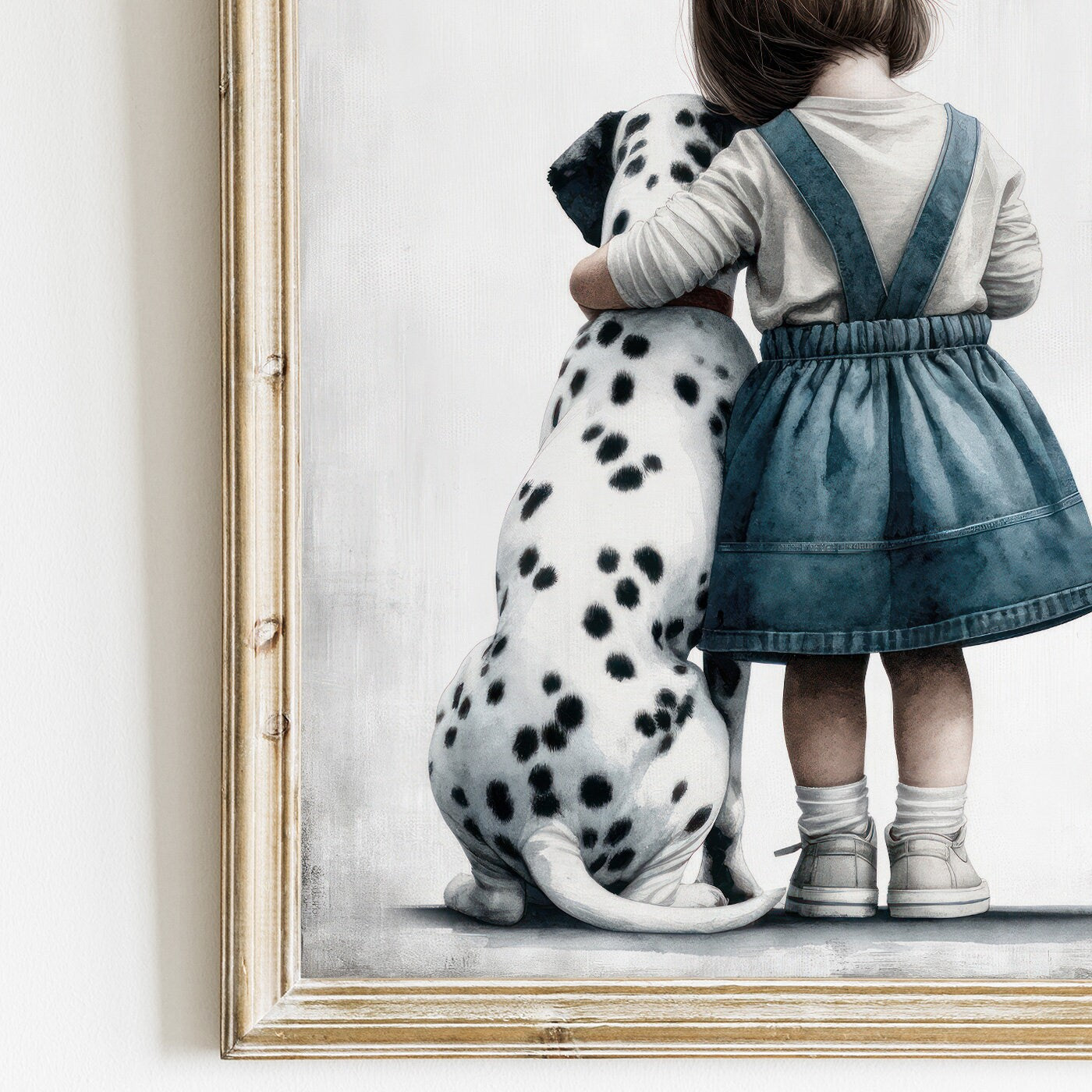 Dog Nursery Decor, Dalmatan Print, Girl & Dog Art, Girls Room Dog Decor, Toddler Room Decor Girl, Dalmation Dog Wall Art, PRINTABLE Dog Art