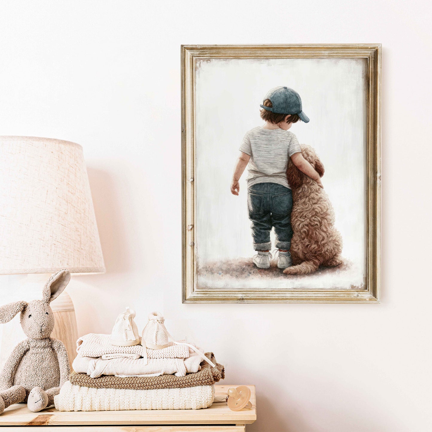 Cockapoo Nursery Print, Boy & Dog Art Print, Cockapoo Painting, Cockapoo Art, Dog Nursery Decor, Toddler Decor Boy, Printable Dog Wall Art