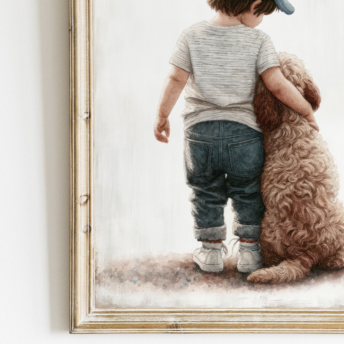 Cockapoo Nursery Print, Boy & Dog Art Print, Cockapoo Painting, Cockapoo Art, Dog Nursery Decor, Toddler Decor Boy, Printable Dog Wall Art