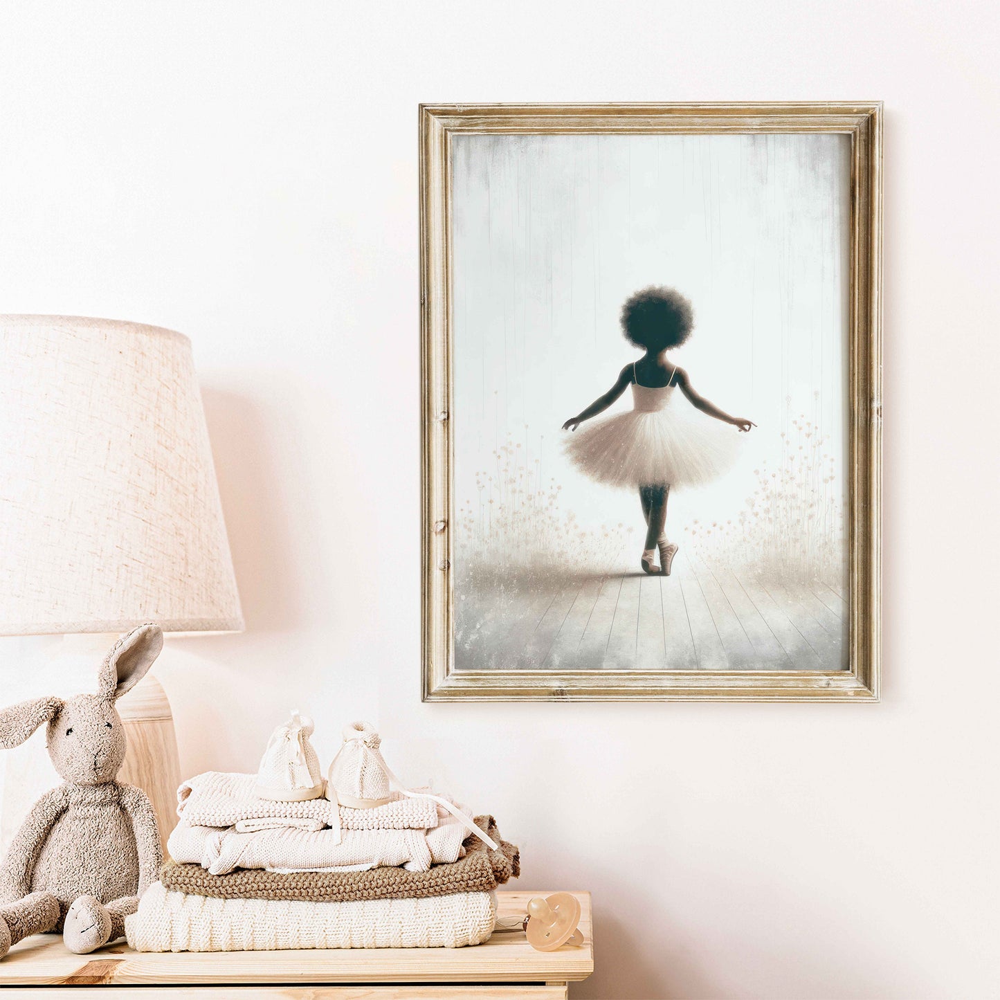 Ballet Nursery Art, Ballerina Nursery Decor Girl, Black Girl Art, Ballet Dancer Painting, African-American Girl, PRINTABLE Girl Wall Art