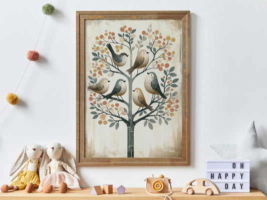 Bird Print, Vintage Bird Wall Art, Tree Wall Art, Vintage Bird Art, Whimsical Wall Art, Rustic Wall Art, Farmhouse Home Decor, Printable Art