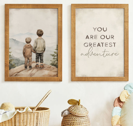 You Are Our Greatest Adventure Print, Brothers Room Decor, Brother Painting, Two Sons Love Art, Brother Quote Art, Printable Nursery Decor