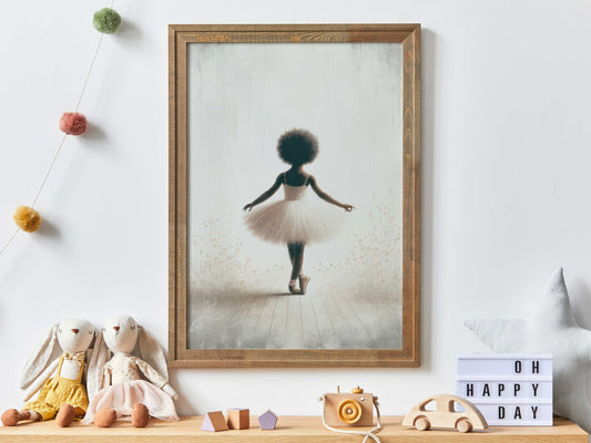 Ballet Nursery Art, Ballerina Nursery Decor Girl, Black Girl Art, Ballet Dancer Painting, African-American Girl, PRINTABLE Girl Wall Art