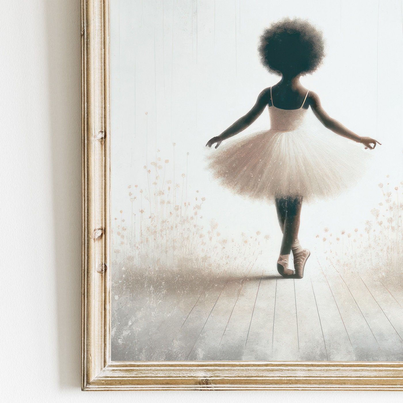 Ballet Nursery Art, Ballerina Nursery Decor Girl, Black Girl Art, Ballet Dancer Painting, African-American Girl, PRINTABLE Girl Wall Art