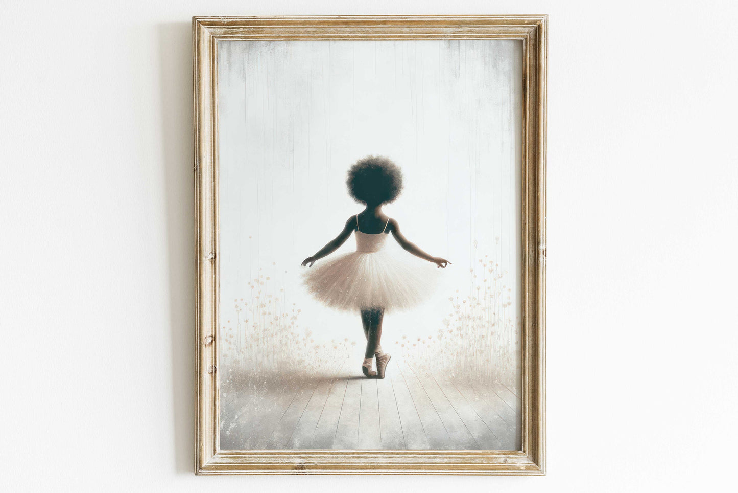 Ballet Nursery Art, Ballerina Nursery Decor Girl, Black Girl Art, Ballet Dancer Painting, African-American Girl, PRINTABLE Girl Wall Art