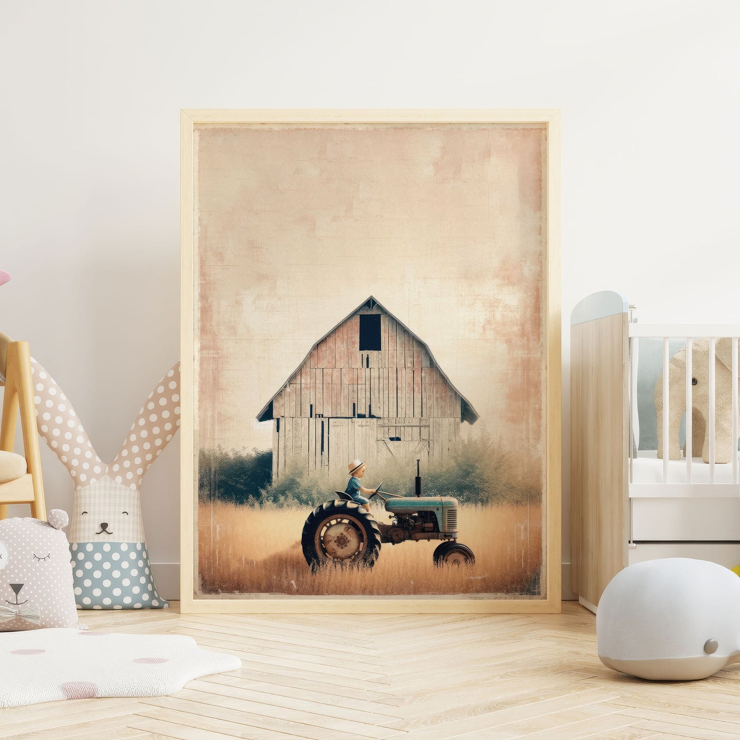 Tractor Nursery Print, Countryside Nursery Decor, Farmhouse Art, Tractor Wall Art, Boys Room Decor, Barn Wall Decor, PRINTABLE Kids Room Art