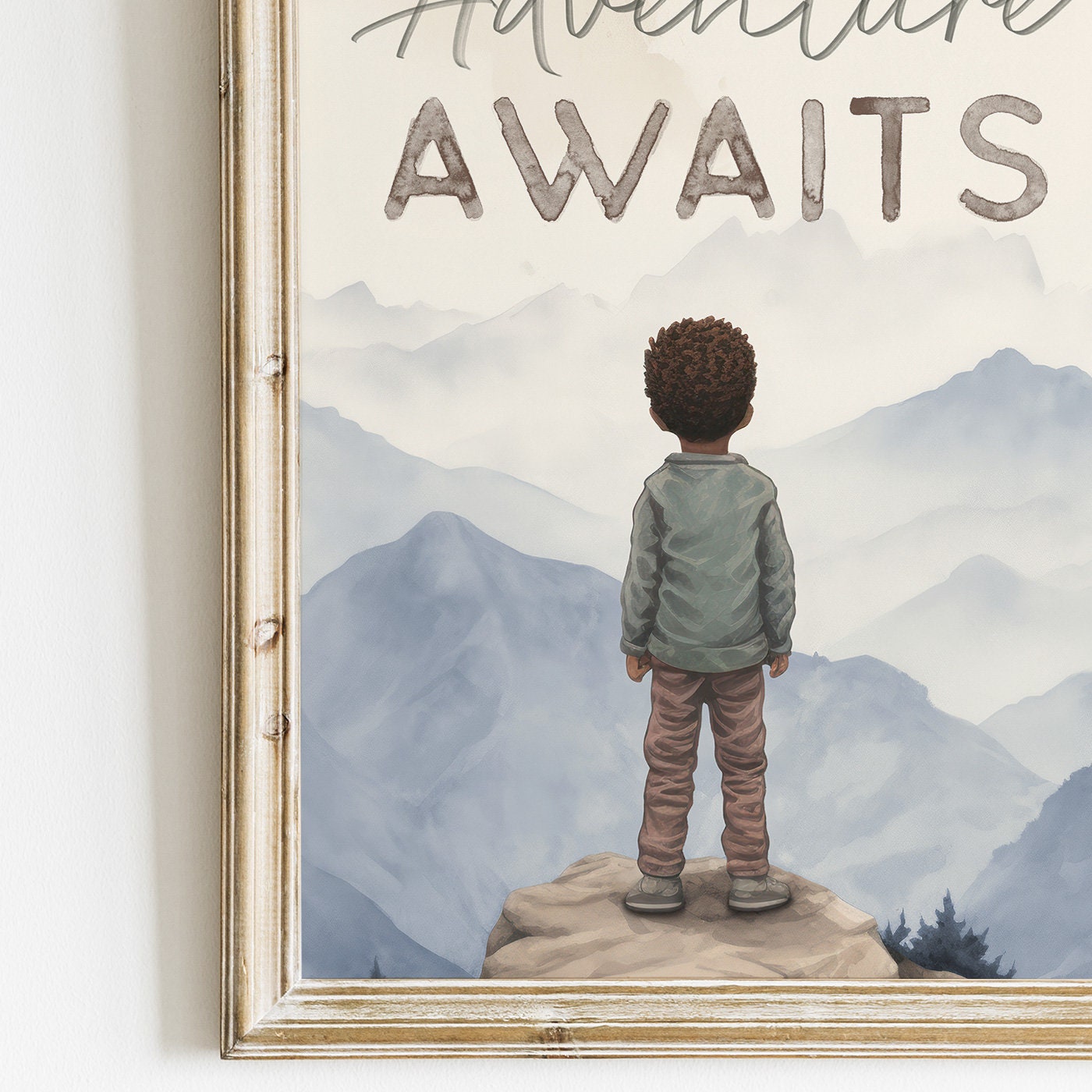 Black Boy Adventure Nursery Art, Adventure Decor Boy, Black Kid Art, Set of 3, Hot Air Balloons, PRINTABLE African-American Boy Wall Art