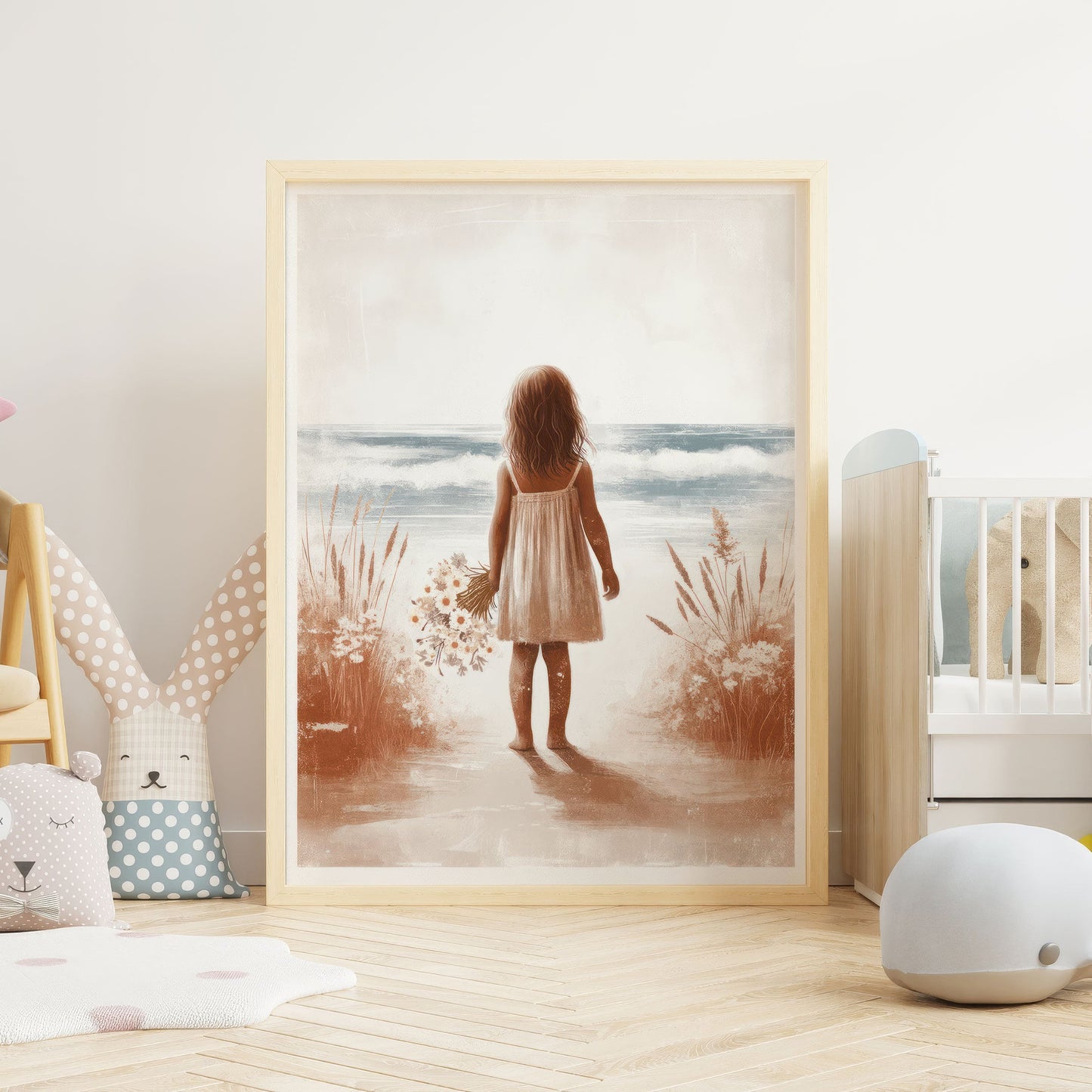 Beach Nursery Decor, Cute Girls Room Decor, Girl Adventure Print, Beach Painting, Ocean Theme, Girls Bedroom Art, PRINTABLE Girl Wall Art