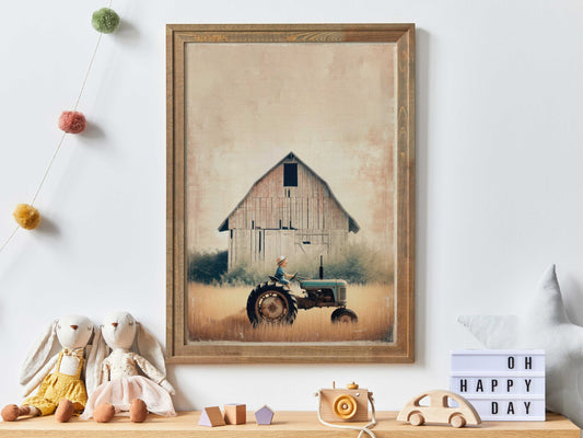 Tractor Nursery Print, Countryside Nursery Decor, Farmhouse Art, Tractor Wall Art, Boys Room Decor, Barn Wall Decor, PRINTABLE Kids Room Art