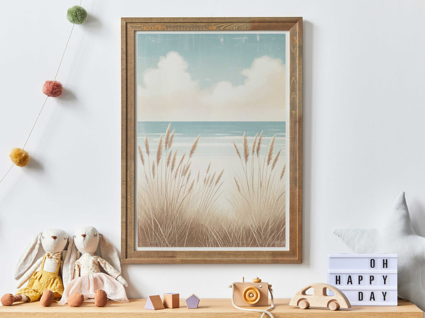 Sunny Beach and Beachgrass Art, Beach Wall Art Prints, Beach Home Decor, Coastal Wall Decor, Sea and Beach Art, Printable Ocean Wall Art