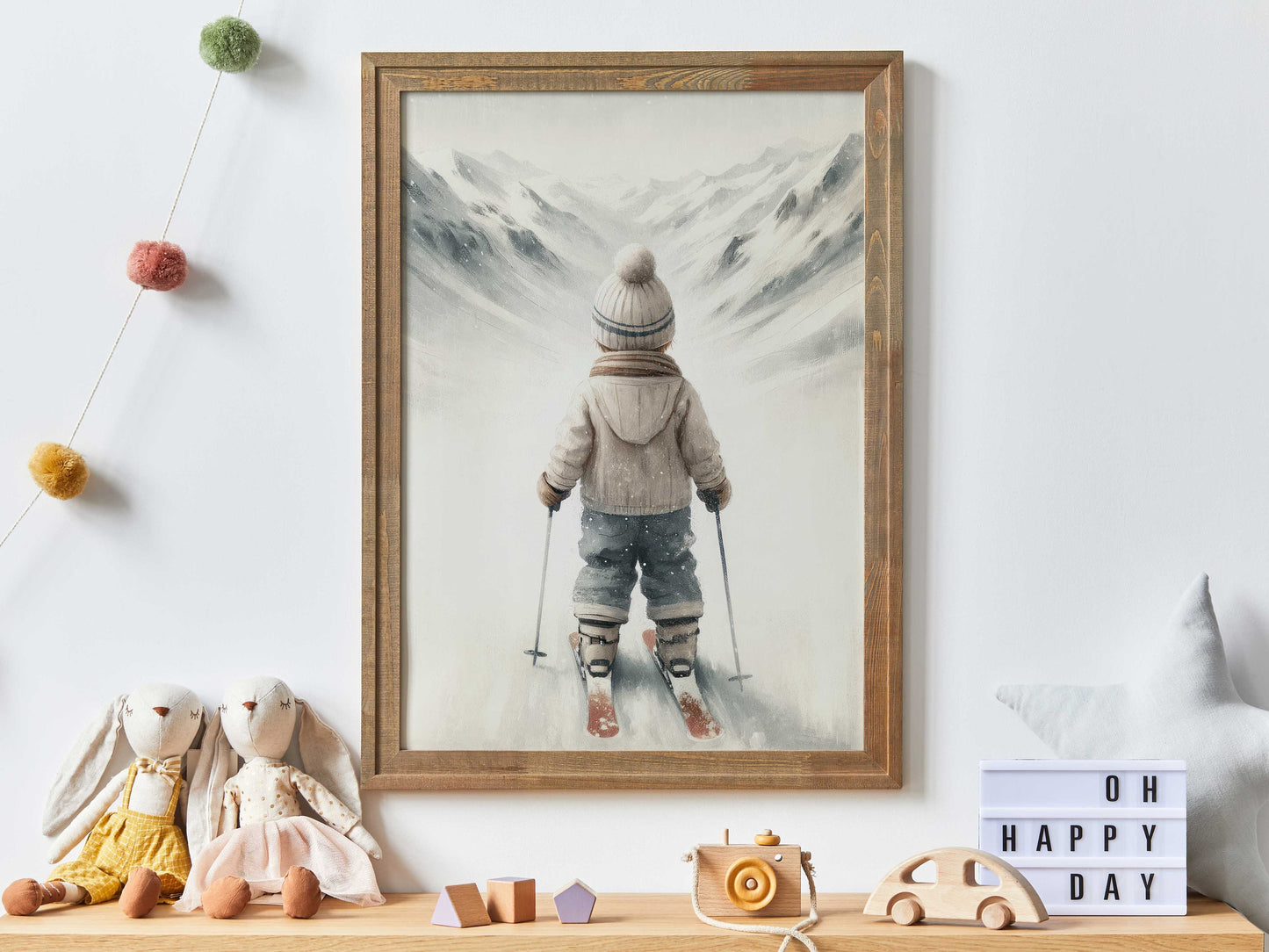 Skiing Nursery Art, Skiing Wall Decor Kids, Ski Nursery Art Boys, Little Boy Skier Art, Skiin Wall Art Boy, PRINTABLE Winter Decor Kids