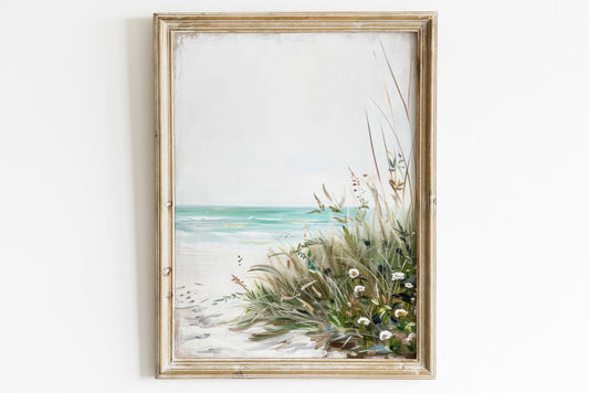 Beach Wall Art, Serene Beach Decor, Coastal Home Decor, Beach House Decor, Rustic Painting, Sea Wall Decor, Printable Seascape Art