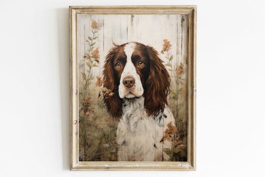 Springer Spaniel Art Print, Springer Spaniel Dog Painting, Vintage Dog Decor, Dog Portrait, Springer Spaniel Owner Gift, PRINTABLE Dog Art