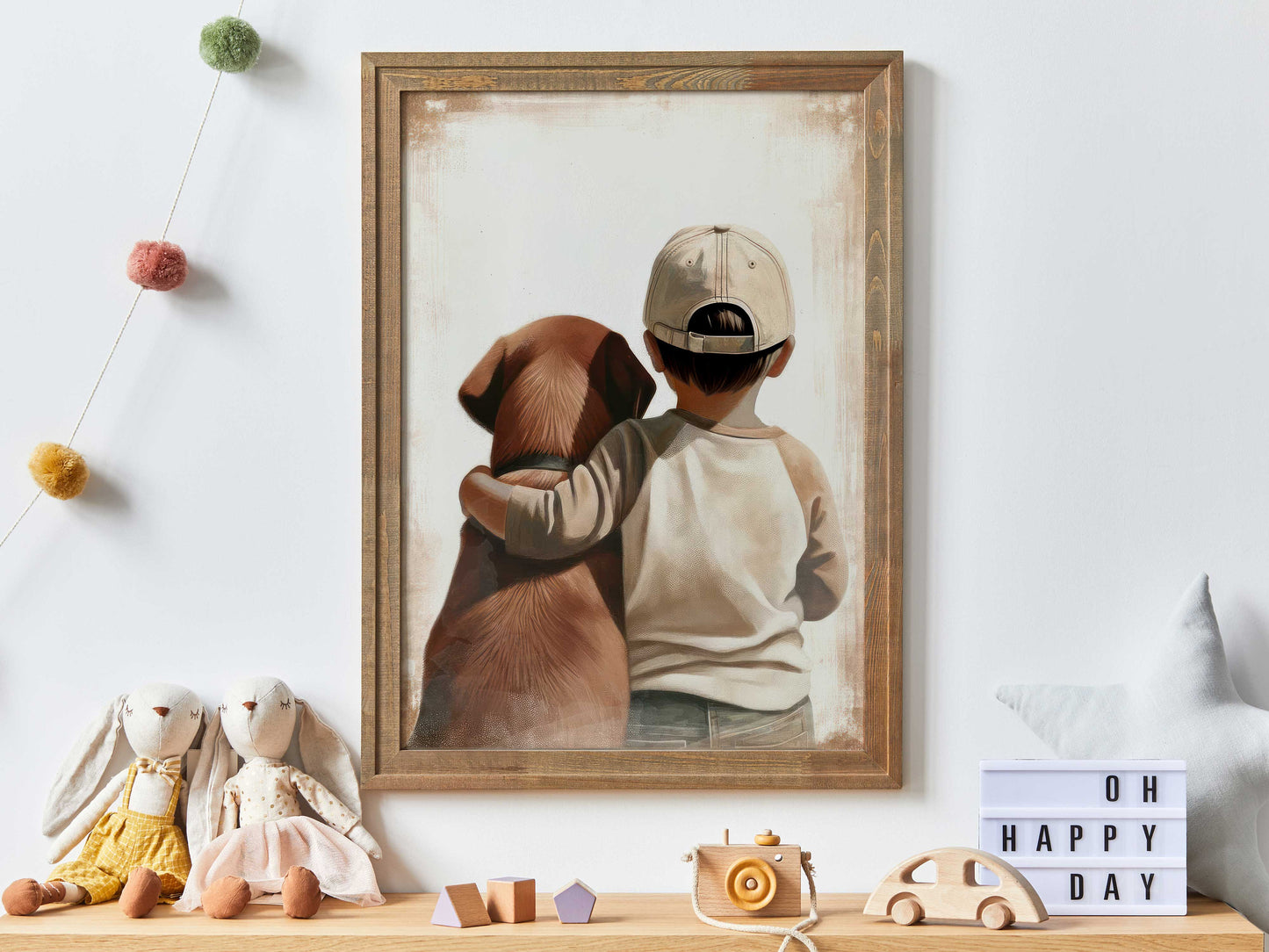 Brown Labrador Nursery Art, Boy & Dog Art Print, Dog Decor Nursery, Labrador Retriever Print, Puppy Nursery Decor, Printable Kids Art