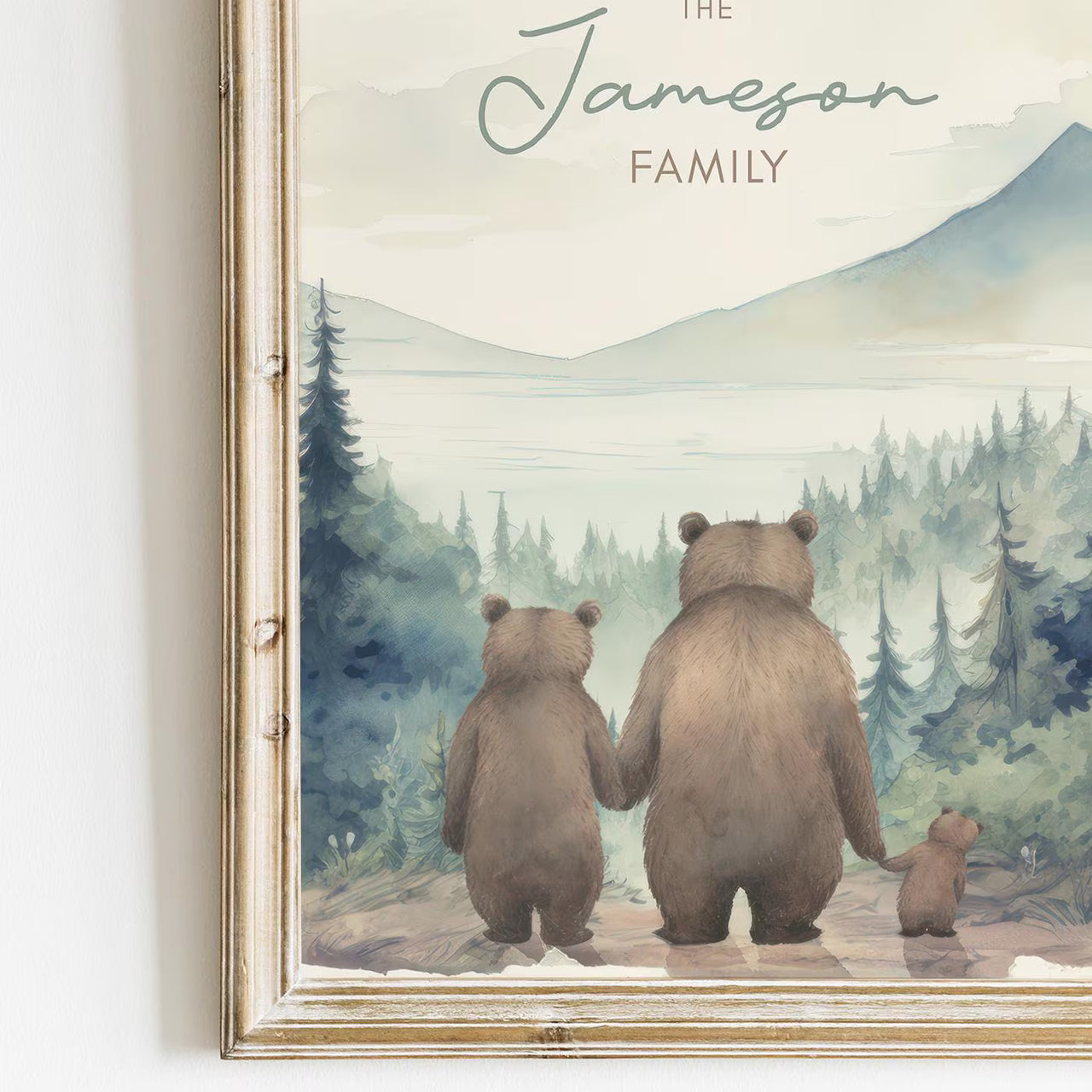 Bear Family Wall Art (Family of 3) – Woodland Kids Room Decor • Set of 3