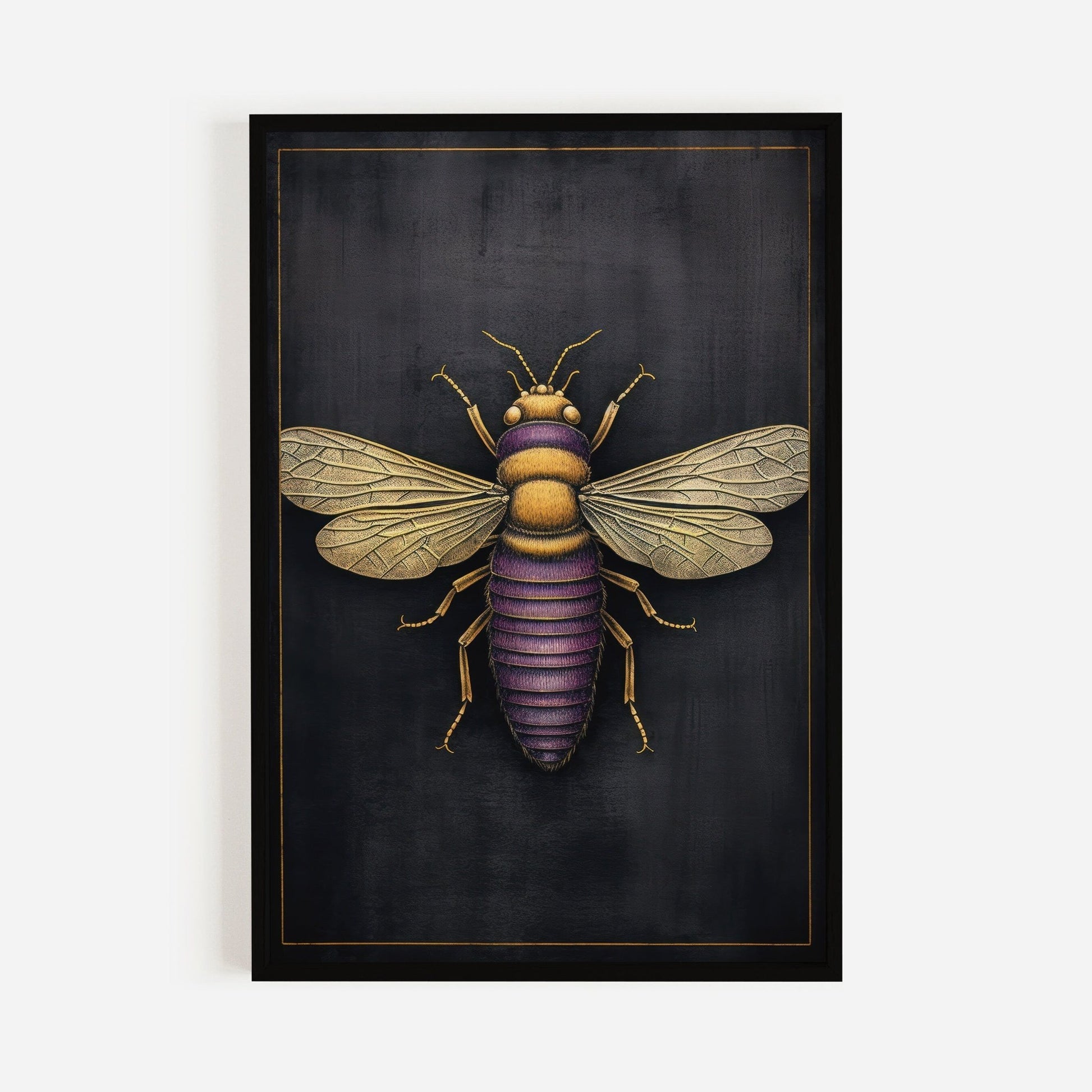 Insect Wall Art, Vintage Black Decor, Chalkboard Insect Print - WildfieldPrints