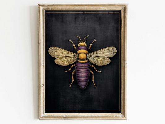 Insect Wall Art, Vintage Black Decor, Chalkboard Insect Print - WildfieldPrints
