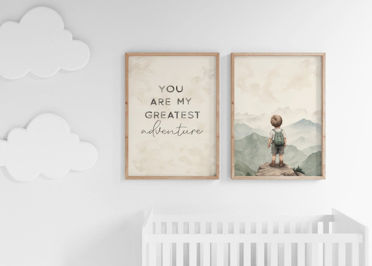Mountain Adventure Wall Art – Nursery Explorer Print • Set of 2