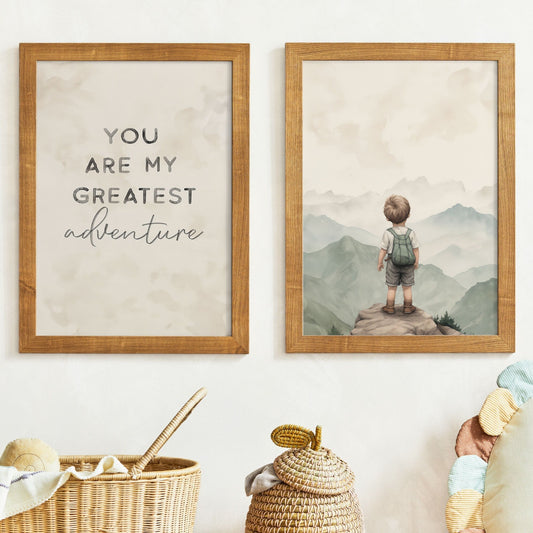Inspirational Boy Adventure Quote Art, Mountain View Nursery Decor - WildfieldPrints