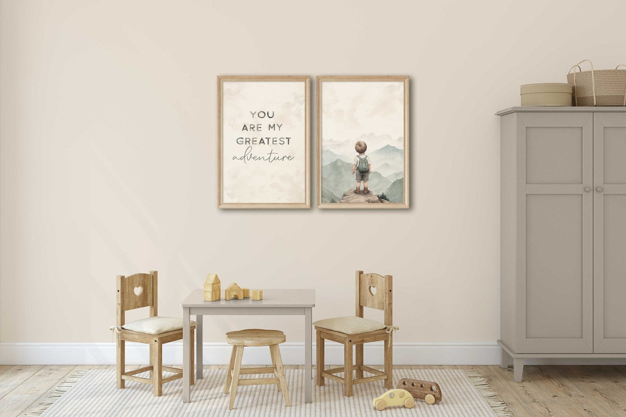 Mountain Adventure Wall Art – Nursery Explorer Print • Set of 2